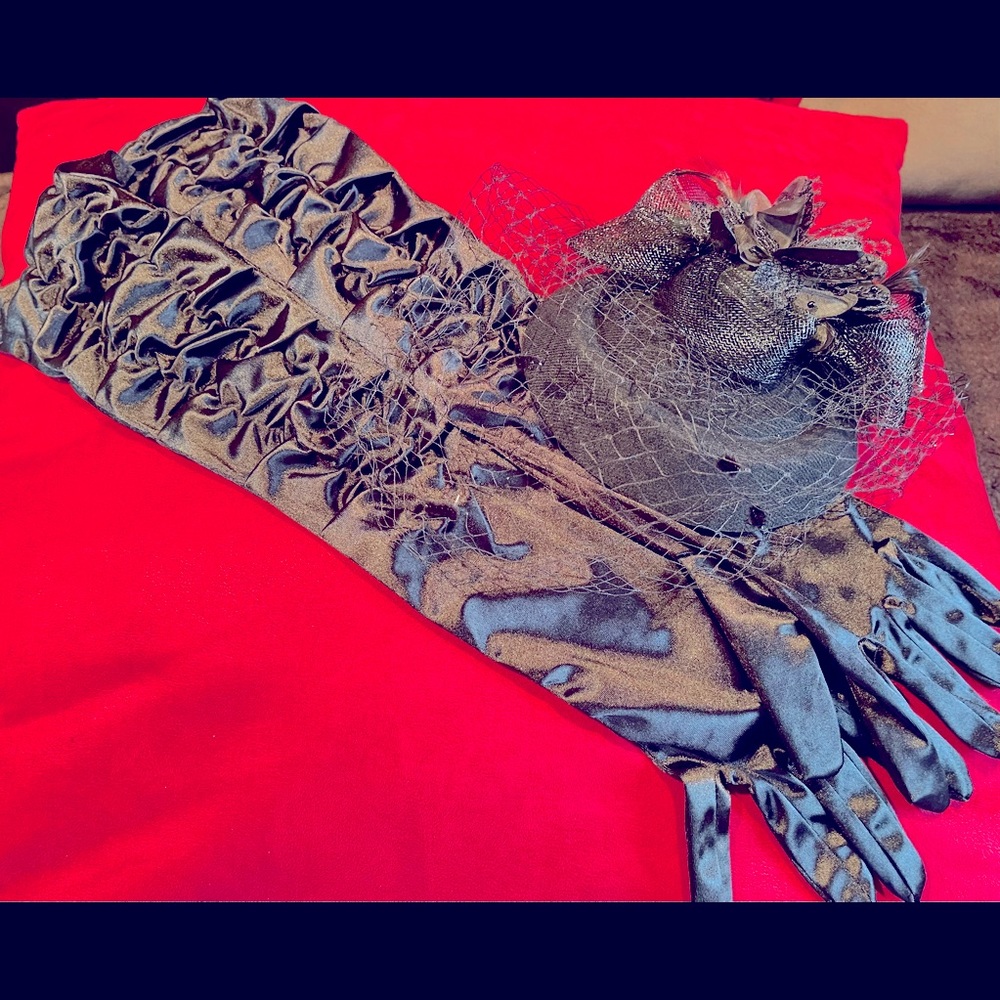 Satin gloves and Hat